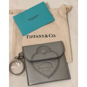 Tiffany & Co Return to Tiffany Leather Tiffany Silver Charm Pouch,coin purse NWT